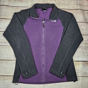 The North Face Jacket Womens Size Small Purple Black Fleece Full Zip Base Layer